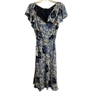 Lauren Ralph Lauren Women's Floral Belted Bubble Crepe Dress Size 6